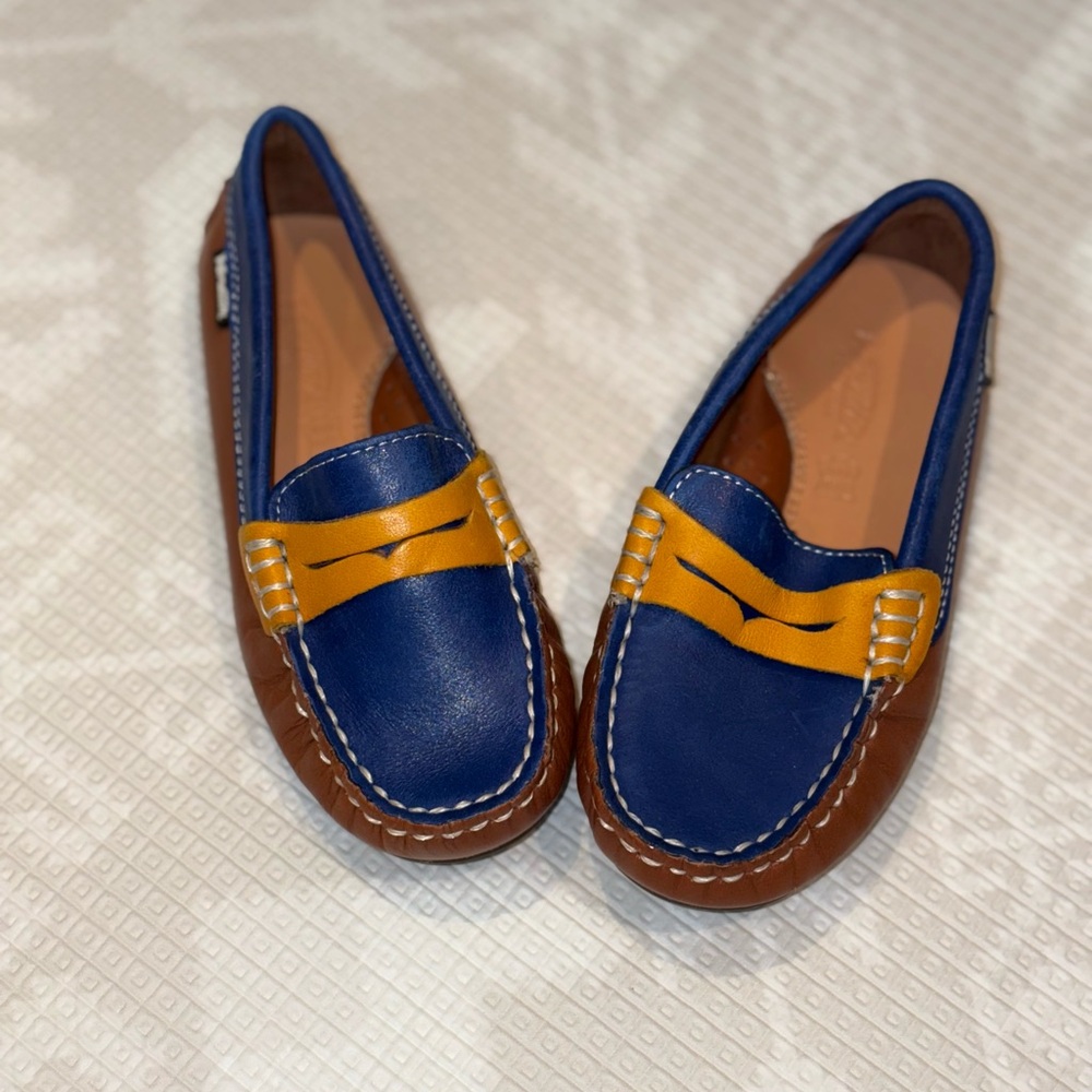 Venettini Kids’ Handmade Leather Loafers Size 24 (Size 8 US) Preppy Coastal Boat